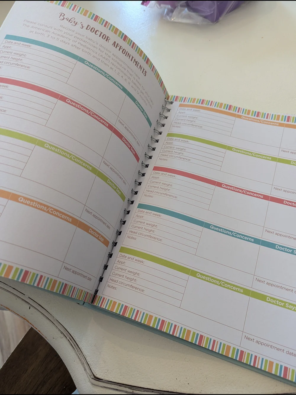 Prenatal Appointments Home Office Planner - Multi-Color Planner And Baby Book